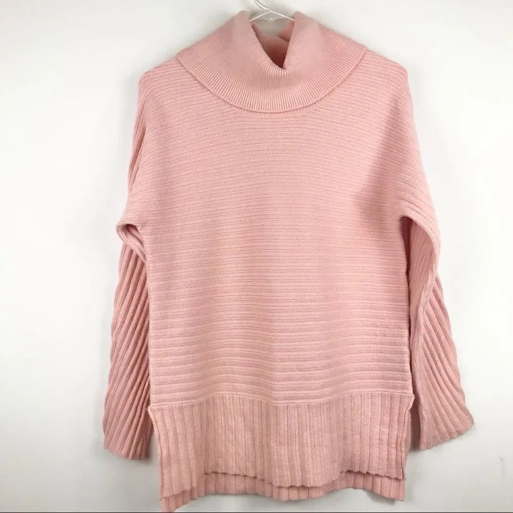 Philosophy Strawberry Pink Horizontal Knit Stripe Turtleneck Sweater